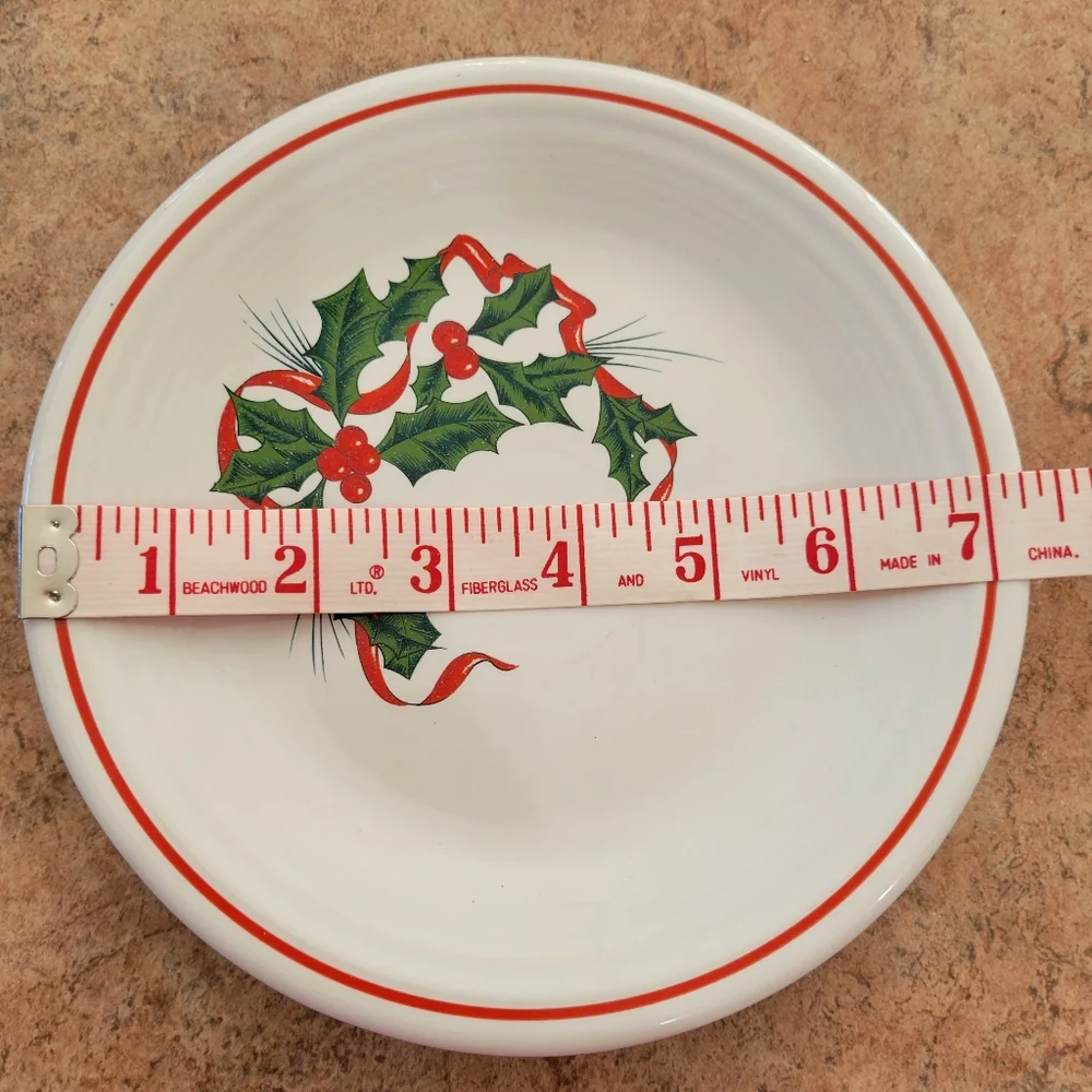 Fiesta Holly Berry Ribbon Coffee Tea Cups & Salad Bread Plates (2)  Napkin Rings